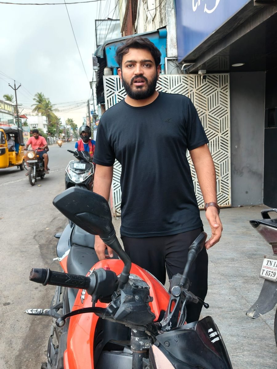 Velan Enterprises customer with rented scooter