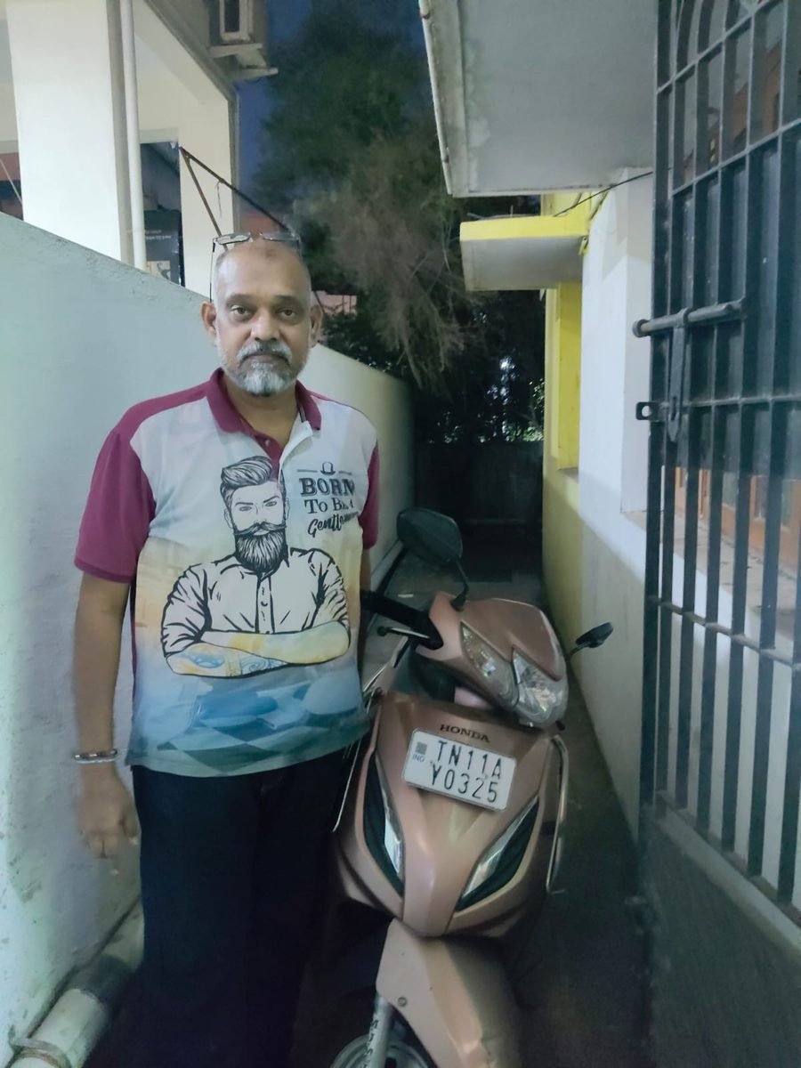 Velan Enterprises customer with rented bike